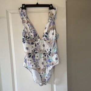 Floral One-Piece Swimsuit - White Multi